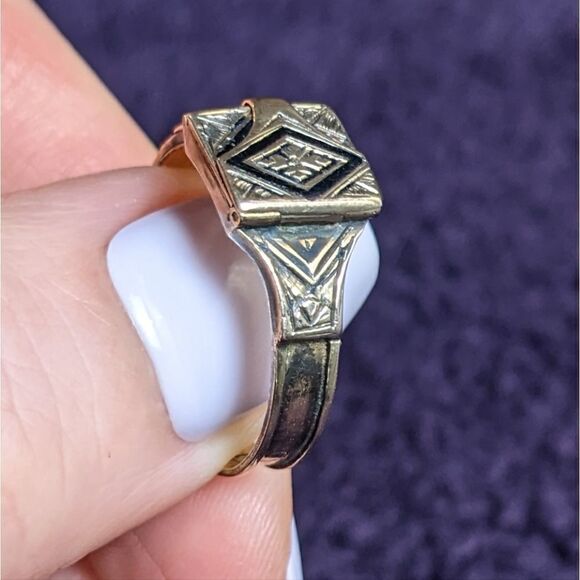 envelope/locket mourning ring with lithograph 1867 - Picture 4 of 8